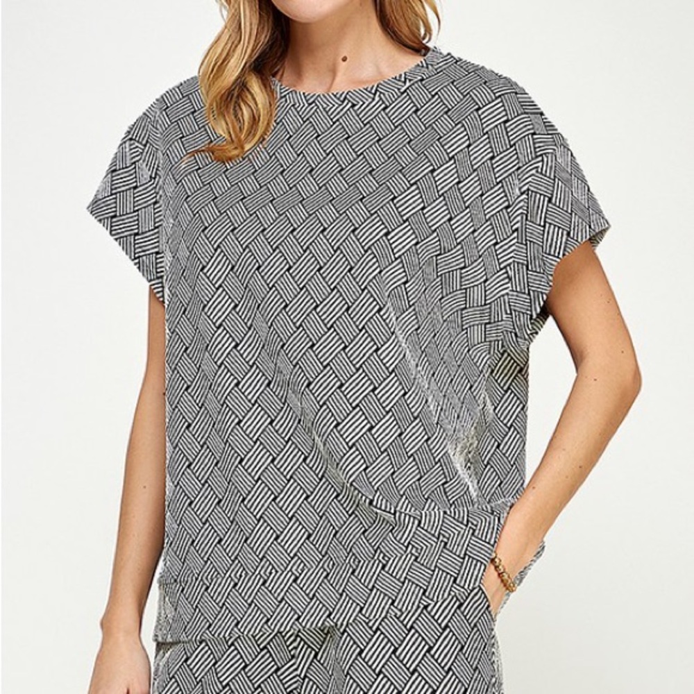 Black and White Textured Top